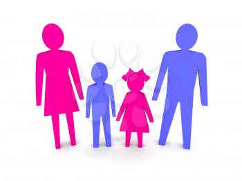 Family with children. Concept 3D illustration.