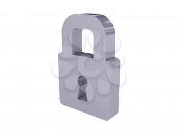 Lock icon over white background. Concept 3D illustration.