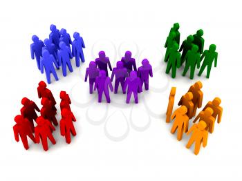 Different groups of people. Concept 3D illustration
