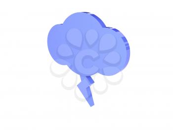 Lighting cloud icon over white background. Concept 3D illustration.
