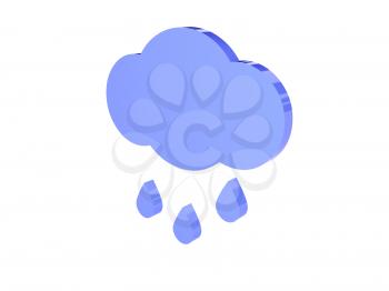 Rainy cloud icon over white background. Concept 3D illustration.