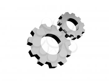 Cogwheels icon over white background. Concept 3D illustration.