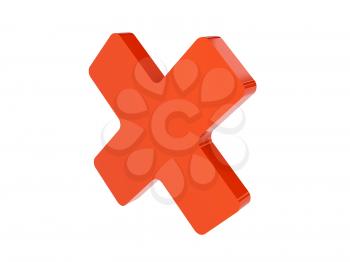 Cross icon over white background. Concept 3D illustration.