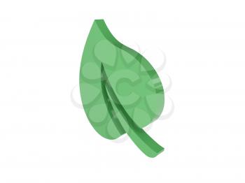 Green leaf icon over white background. Concept 3D illustration.