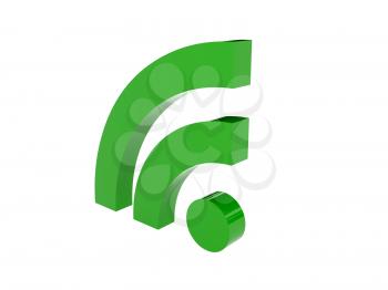 RSS icon over white background. Concept 3D illustration.
