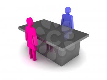 Man and Woman discussion. Concept 3D illustration