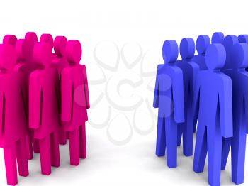 Groups of men and women. Concept 3D illustration.