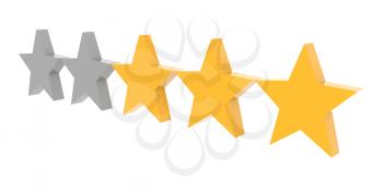 Three stars rating. Concept 3D illustration.