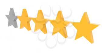 Four stars rating. Concept 3D illustration.