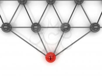 Metaphor of communication. Red leader in front. Concept 3D illustration.