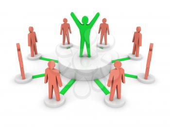 Team leader. Company boss. Teamwork. Concept 3D illustration