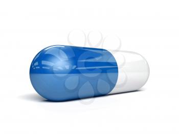 Medical pill. Over white background. Concept 3D illustration.