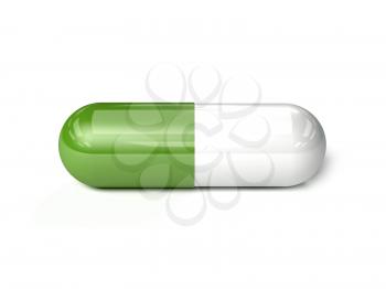 Medical pill. Over white background. Concept 3D illustration.