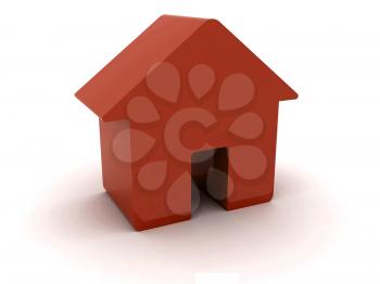 3D red house. Concept illustration.