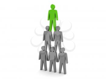 Human pyramid. Team hierarchy. Company boss. Concept 3D illustration