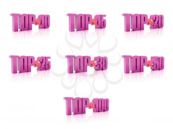 Set of Tops. Pink on white background. 3D illustration.