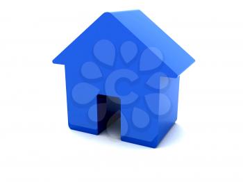 3D blue house. Concept illustration.