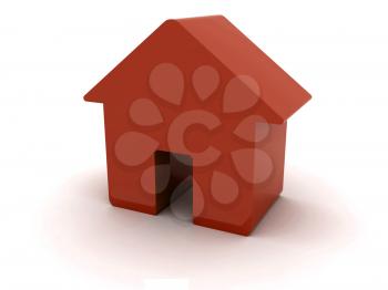 3D red house. Concept illustration.