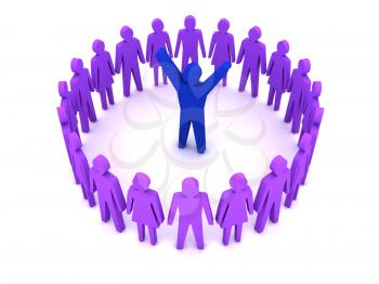 People around leader. Success. Concept 3D illustration.