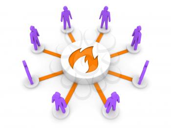 Team fire. Group inspiration. Concept 3D illustration.