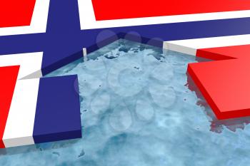home icon in the water textured by Norwayflag. 3D rendering