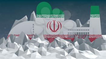 factory model textured by iran national flag. 3D rendering