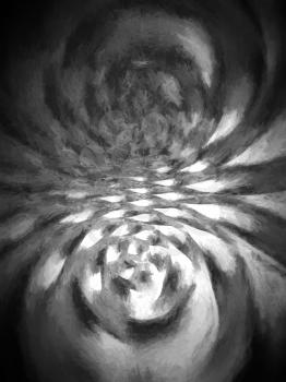 Vertical spherical black and white illustration background
