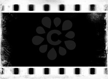 Horizontal black and white film scan illustration background