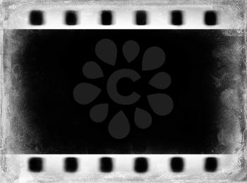 Horizontal black and white film scan illustration background