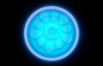 Large cyan glowing button illustration background