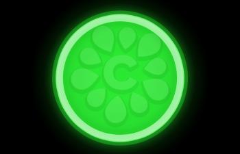 Large green glowing button illustration background