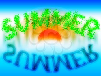 Summer word with water reflection illustration backdrop