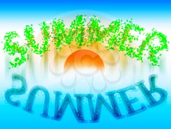 Summer word with water reflection illustration backdrop
