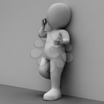 Character Phone Representing Telephone Call And Chatting 3d Rendering