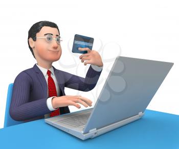 Credit Card Representing World Wide Web And Business Person 3d Rendering