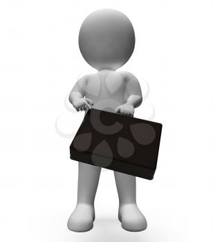 Character Briefcase Showing Business Person And Render 3d Rendering