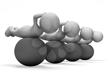 Exercise Ball Showing Working Out And Men 3d Rendering