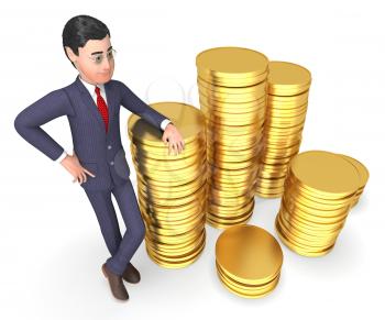 Money Character Indicating Business Person And Investment 3d Rendering