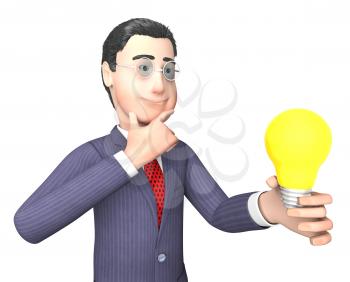 Businessman Idea Indicating Power Source And Entrepreneurs 3d Rendering