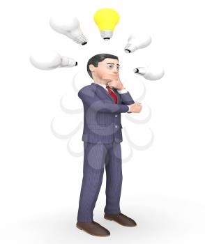 Lightbulbs Idea Meaning Business Person And Consideration 3d Rendering