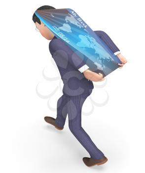 Credit Card Indicating Business Person And Paying 3d Rendering