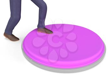 Character Businessman Indicating Panic Button And Press 3d Rendering