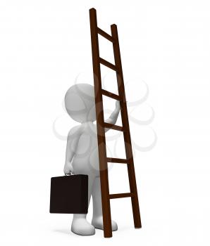 Businessman Climb Showing Hard Times And Increase 3d Rendering