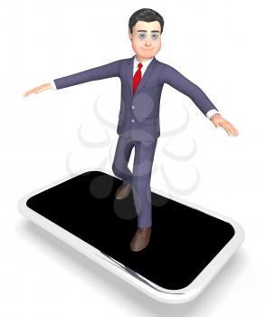 Character Businessman Showing World Wide Web And Website 3d Rendering