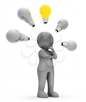 Character Lightbulb Representing Power Source And Consider 3d Rendering