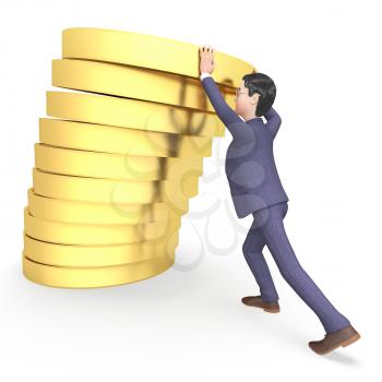 Businessman Savings Representing Earnings Trading And Richness 3d Rendering
