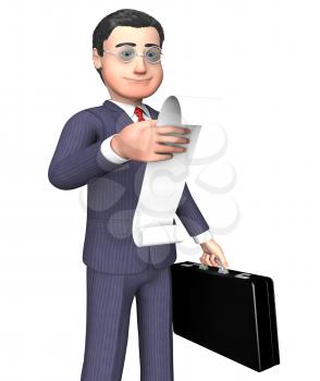Character Businessman Indicating To Do List And Shopping 3d Rendering