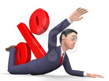 Debt Percentage Indicating Business Person And Financial 3d Rendering