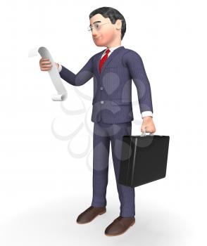 Character Businessman Meaning To Do List And Shopping 3d Rendering
