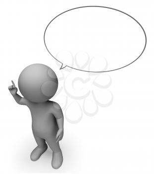 Speech Bubble Representing Copy Space And Talked 3d Rendering